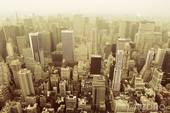 Tableau  Panorama de hauts immeubles en sépia