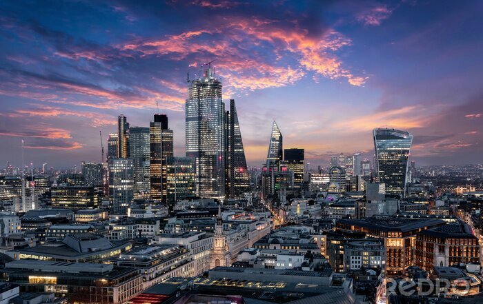 Tableau  Panorama de la ville de Londres au crépuscule