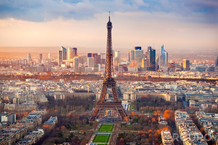 Tableau  Panorama de la ville de Paris en début de soirée