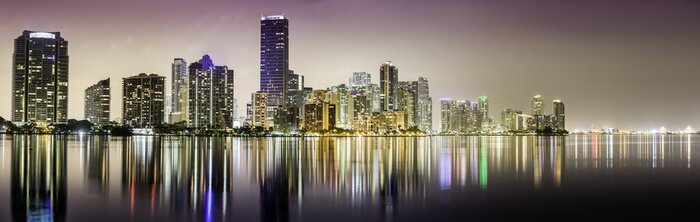 Tableau  Panorama de Miami de nuit