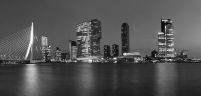 Tableau  panorama de Rotterdam la nuit