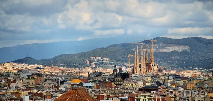Tableau  Panorama de ville avec une cathédrale