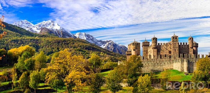 Tableau  Panorama et château italiens de paysage