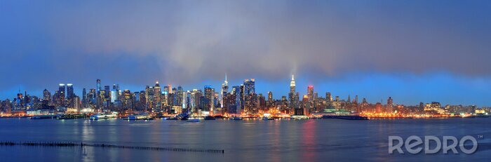Tableau  Panorama New York nuageux
