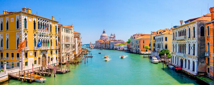 Tableau  Panorama of Grand Canal and Basilica Santa Maria della Salute in Venice, Italy.