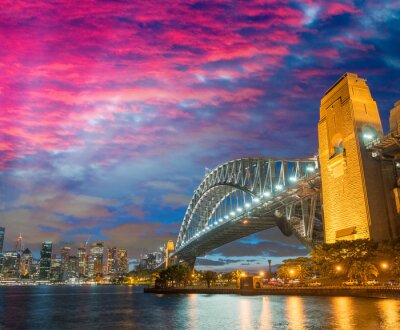 Panoramique, nuit, Horizon, Sydney