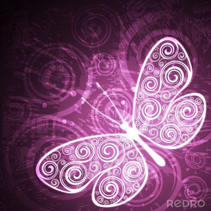 Tableau  Papillon floral tonalité mauve