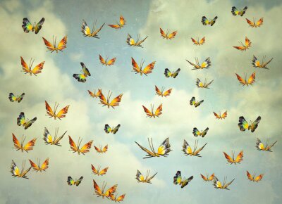 Tableau  Papillons dans le ciel