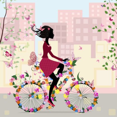 Papillons sur un vélo de femme