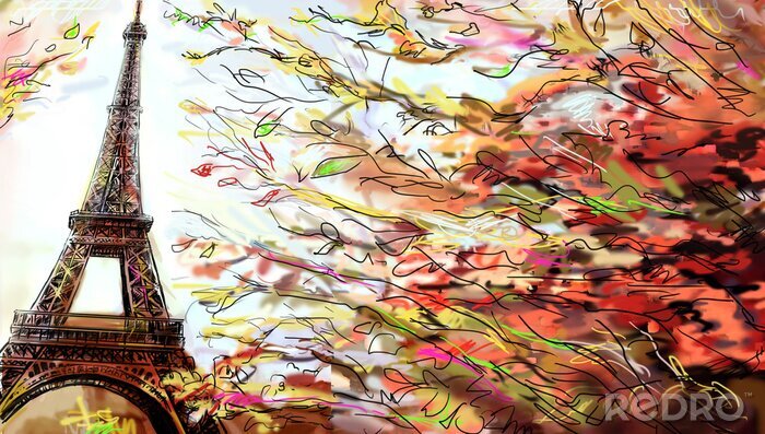 Tableau  Paris automne aquarelle