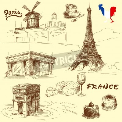 Tableau  Paris - collection dessinée à la main