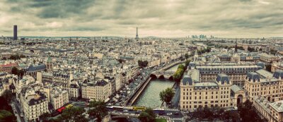 Tableau  Paris, France panorama avec la Tour Eiffel, la Seine et les ponts. Cru