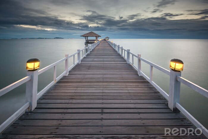 Tableau  Passerelle éclairée le soir