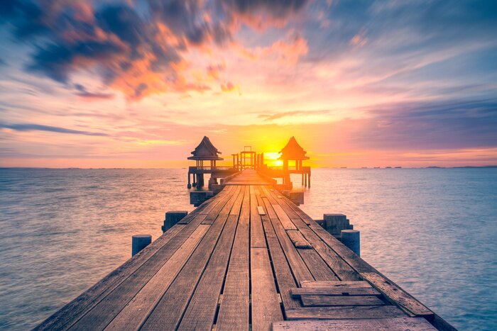 Tableau  Passerelle en bois rayons du soir