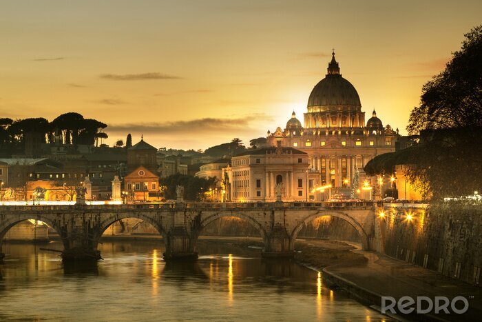 Tableau  Paysage chaud du soir de Rome