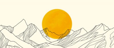 Tableau  Paysage de coucher de soleil minimal