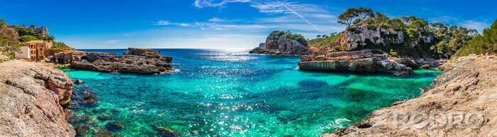 Tableau  Paysage de l'île, paysage marin Espagne Majorque, baie de plage Cala s'Almunia, magnifique littoral Méditerranée