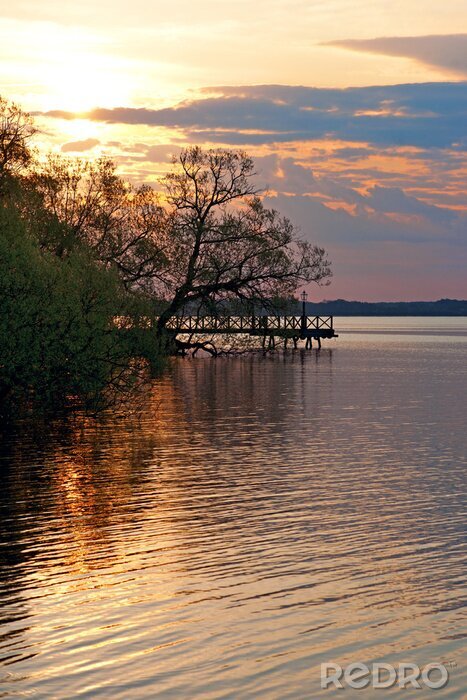 Tableau  Paysage de mer calme au coucher du soleil
