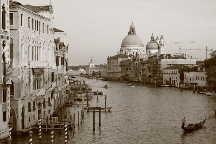 Tableau  Paysage de Venise en noir et blanc