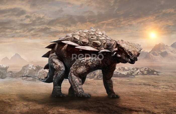 Tableau  Paysage désertique avec un dinosaure
