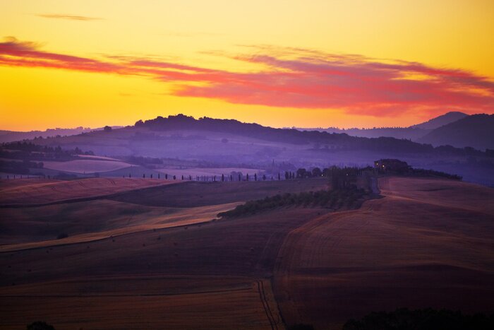 Tableau  Paysage en Toscane au coucher du soleil en été
