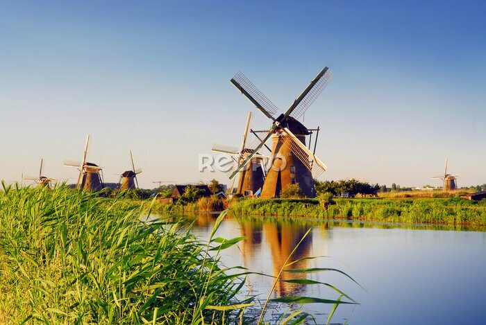 Tableau  Paysage hollandais avec moulins à vent