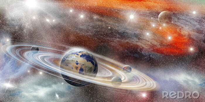 Tableau  Paysage spatial avec planètes