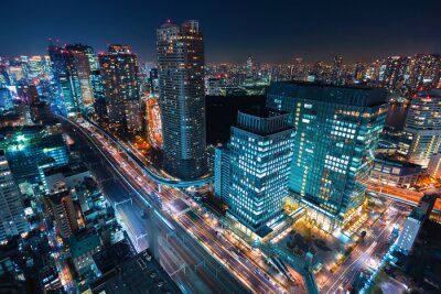Tableau  Paysage urbain de nuit de Tokyo