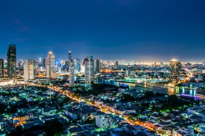 Tableau  Paysage vue crépusculaire à la vue de dessus de Bangkok