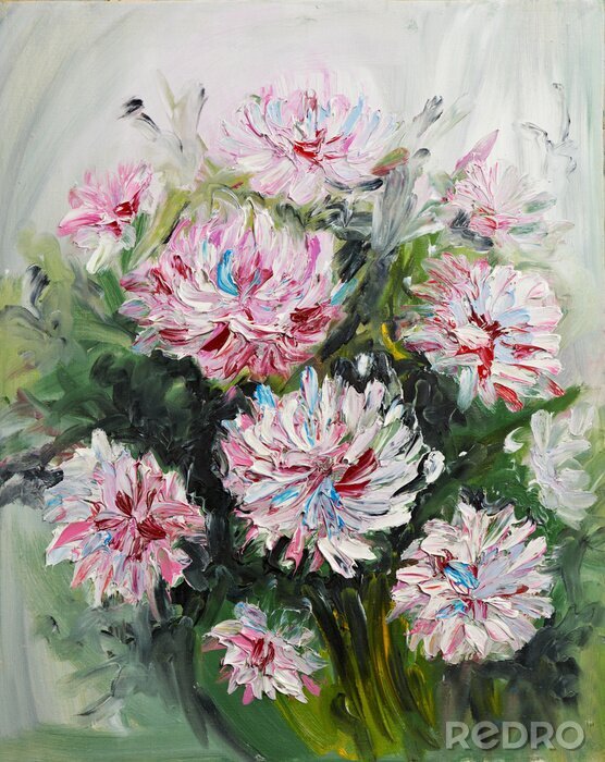Tableau  Peinture à l'huile bouquet de fleurs de pivoine