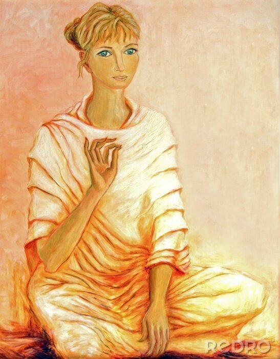 Tableau  Peinture d'une jeune femme dans la méditation