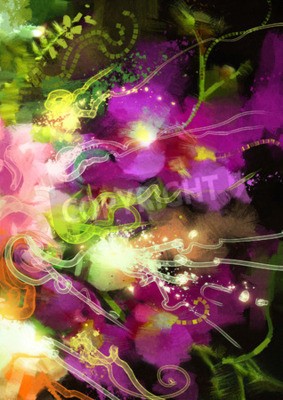 Tableau  Peinture numérique de fleurs abstraites d'orchidées