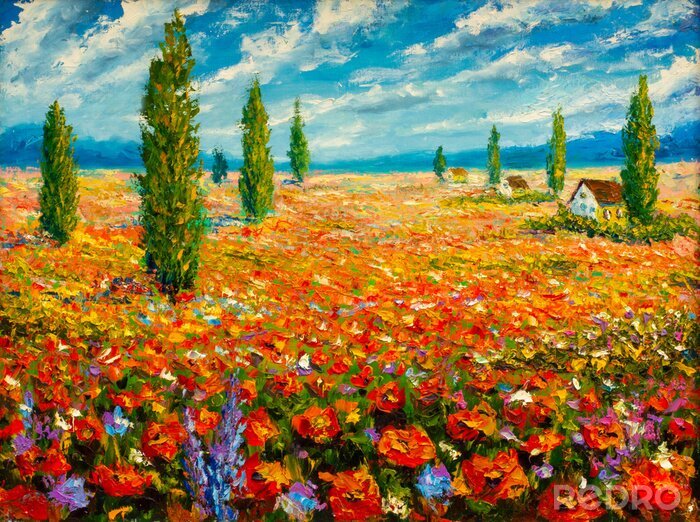 Tableau  Peintures de fleurs peinture de monet claude impressionnisme peinture paysage fleur prairie huile
