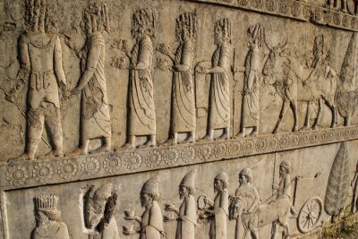 Tableau  Persepolis, Iran - May 15, 2017: Walls of the ancient capital of Persia. Persepolis is the capital of the Achaemenid kingdom. sight of Iran. Ancient Persia. Bas-relief on the walls of old buildings.