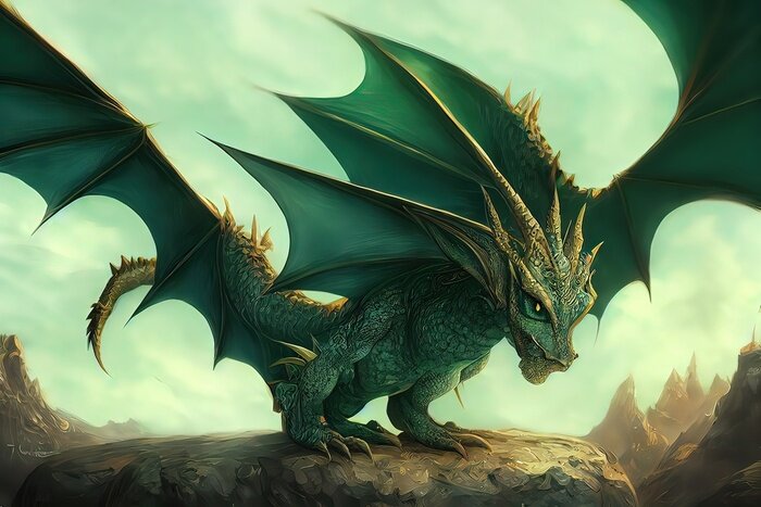 Tableau  Petit dragon vert