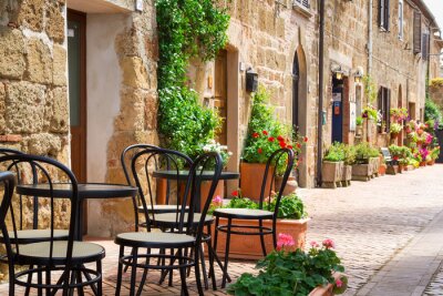 Tableau  Petit restaurant par rue dans la vieille ville italie