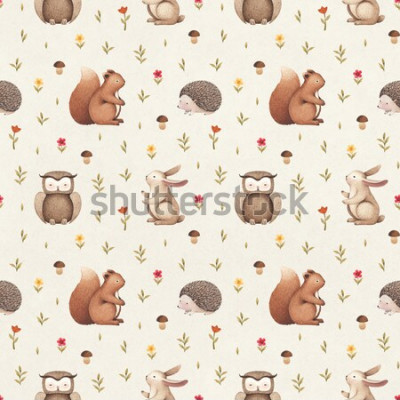 Tableau  Petits habitants du bosquet forestier