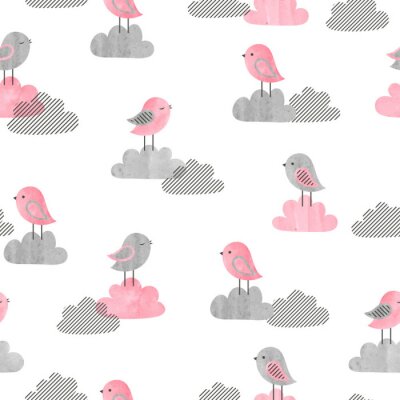 Petits oiseaux sur des nuages