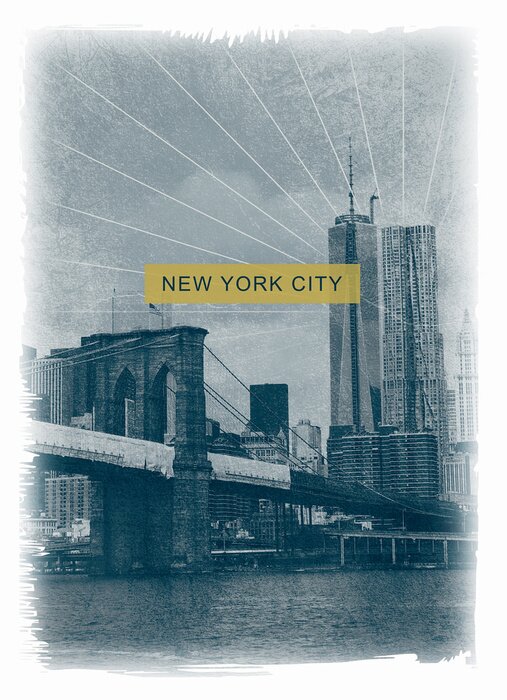 Tableau  Photoprint new york brooklyn bridge tee shirt typographie graphique