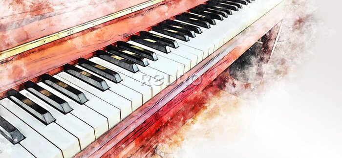 Tableau  Piano orange abstrait
