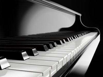 Tableau  Piano, touches, noir, piano