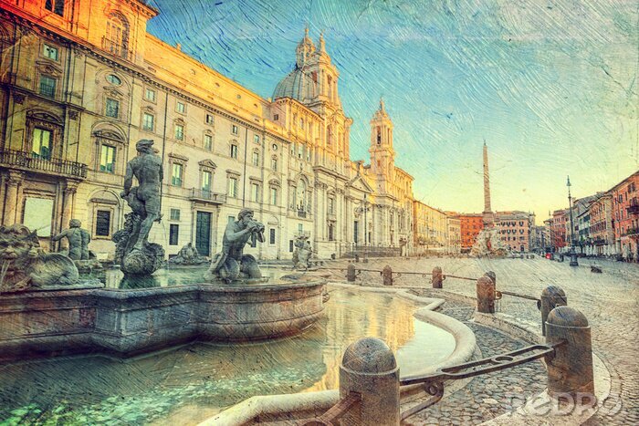 Tableau  Piazza Navona, à Rome. Italie