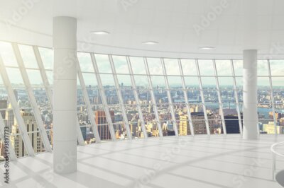 Pièce vide avec panorama de la ville