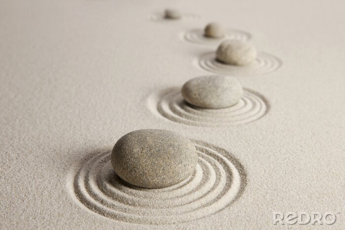 Tableau  Pierres en cercles dans le sable