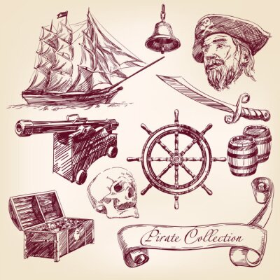 Tableau  pirate collection illustration vectorielle