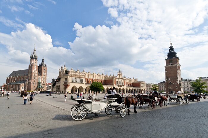 Tableau  Place de la Vieille Ville de Cracovie, en Pologne
