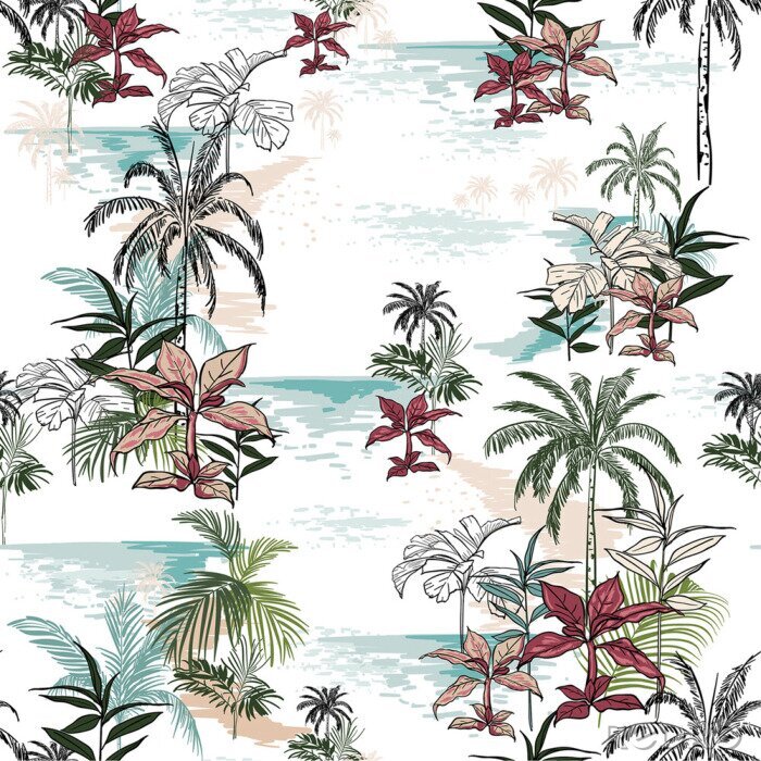 Tableau  Plage abstraite de mer et de végétation