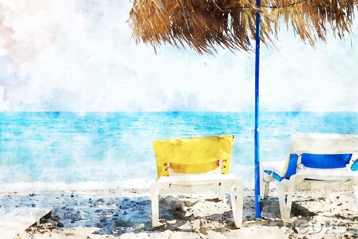 Tableau  Plage exotique peinte avec des peintures