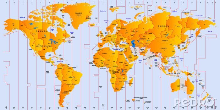 Tableau  Plan du fuseau horaire