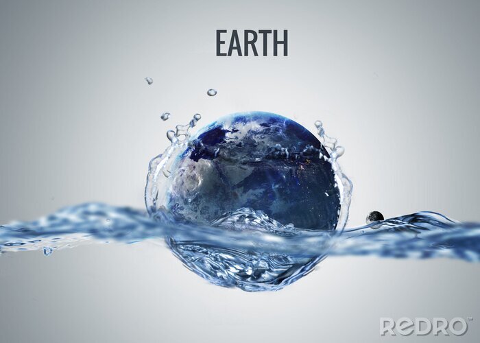 Tableau  Planète Terre avec une représentation symbolique de l'eau